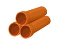Cartoon Plastic Pipes. Orange Drain Pipe, Pvc Tubes For Repair Canalisation, Sewer Tube, Building Materials, Cartoon