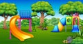 Cartoon of playground in the garden Royalty Free Stock Photo