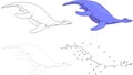 Cartoon pliosaur. Vector illustration. Dot to dot game for kids