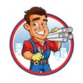 Cartoon plumber worker Royalty Free Stock Photo