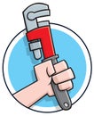 Cartoon plumbers wrench logo