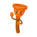 Cartoon plunger character with face on it