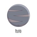 Cartoon Pluto planet. Vector illustration isolated on white bac