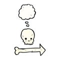 cartoon pointing arrow skull