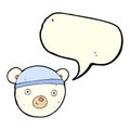 cartoon polar bear face with speech bubble Royalty Free Stock Photo