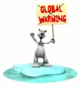 Cartoon Polar Bear Holding Global Warming sign Royalty Free Stock Photo