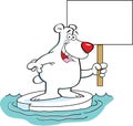 Cartoon polar bear holding a sign. Royalty Free Stock Photo