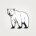 Monochrome Bear Illustration On Gray Background