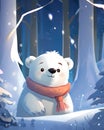 Cartoon Polar Bear in the snow Royalty Free Stock Photo