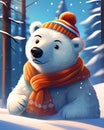 Cartoon Polar Bear in the snow Royalty Free Stock Photo