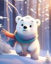 Cartoon Polar Bear in the snow Royalty Free Stock Photo