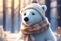 Cartoon Polar Bear in the snow Royalty Free Stock Photo