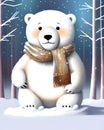 Cartoon Polar Bear in the snow Royalty Free Stock Photo