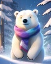 Cartoon Polar Bear in the snow Royalty Free Stock Photo