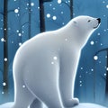 Cartoon Polar Bear in the snow Royalty Free Stock Photo