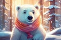 Cartoon Polar Bear in the snow Royalty Free Stock Photo