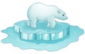 Cartoon polar bear standing on ice floe Royalty Free Stock Photo