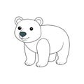 Cartoon polar bear stands isolated on white background, vector Royalty Free Stock Photo