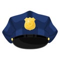 Cartoon police blue cap with golden badge
