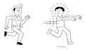Cartoon police chasing man, vector illustration Royalty Free Stock Photo