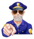 Cartoon Police Man Pointing Royalty Free Stock Photo