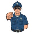 Cartoon police officer policeman pointing Royalty Free Stock Photo