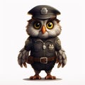 Hyperrealistic Cartoon Owl: A Police Officer With Character