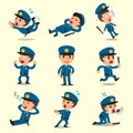 Cartoon policeman character poses