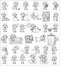 Cartoon Policeman Cop Drawing Collection - Set of Concepts Vector illustrations