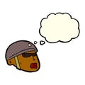 cartoon policeman head with thought bubble