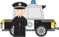 Cartoon Policemen and Police Car