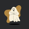 Cute ghost floating in the air. Isolated fashion vector illustration. The ghost is doing his household chores.