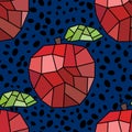 Cartoon polygonal fruit seamless apples geometric pattern for fabrics and linens and wrapping paper and kids