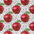Cartoon polygonal fruit seamless apples geometric pattern for fabrics and linens and wrapping paper and kids