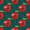 Cartoon polygonal fruit seamless apples geometric pattern for fabrics and linens and wrapping paper and kids