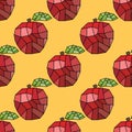 Cartoon polygonal fruit seamless apples geometric pattern for fabrics and linens and wrapping paper and kids