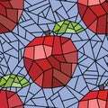 Cartoon polygonal fruit seamless apples geometric pattern for fabrics and linens and wrapping paper and kids