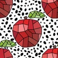 Cartoon polygonal fruit seamless apples geometric pattern for fabrics and linens and wrapping paper and kids