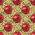 Cartoon polygonal fruit seamless apples geometric pattern for fabrics and linens and wrapping paper and kids