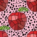 Cartoon polygonal fruit seamless apples geometric pattern for fabrics and linens and wrapping paper and kids