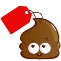 Cartoon poop with price tag. Vector illustration