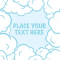 Cartoon pop art clouds frame vector white and blue background Royalty Free Stock Photo