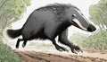 A cartoon of a porcupine running in the woods