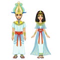 Cartoon portrait of Egyptian family in ancient clothes. Royalty Free Stock Photo