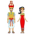 Cartoon portrait of Egyptian family in ancient clothes. Pharaoh, King, God. Royalty Free Stock Photo