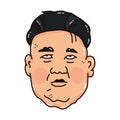 Cartoon portrait of the sad Kim Jong-un.