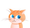 Cartoon portrait of a striped ginger cat with blue eyes