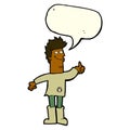 cartoon positive thinking man in rags with speech bubble Royalty Free Stock Photo