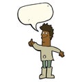 cartoon positive thinking man in rags with speech bubble Royalty Free Stock Photo