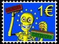 Cartoon of postage stamp 1 EURO, bureaucracy in EU Royalty Free Stock Photo